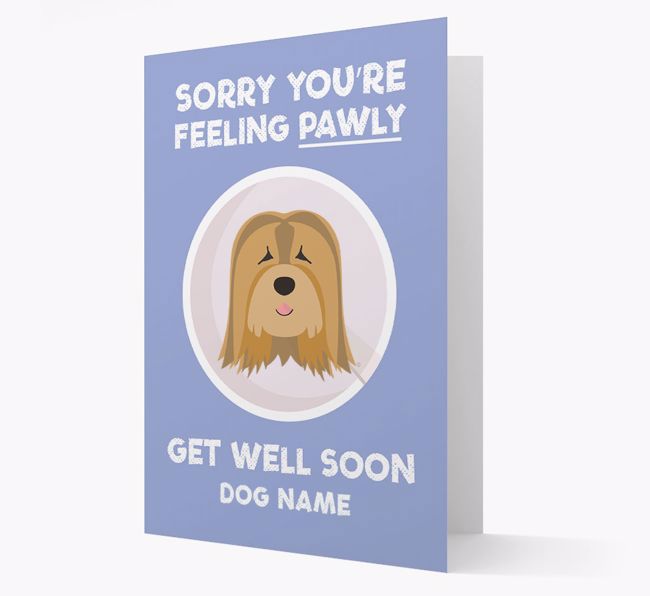 Personalised 'Sorry you're feeling pawly, get well soon {dogsName}' Card